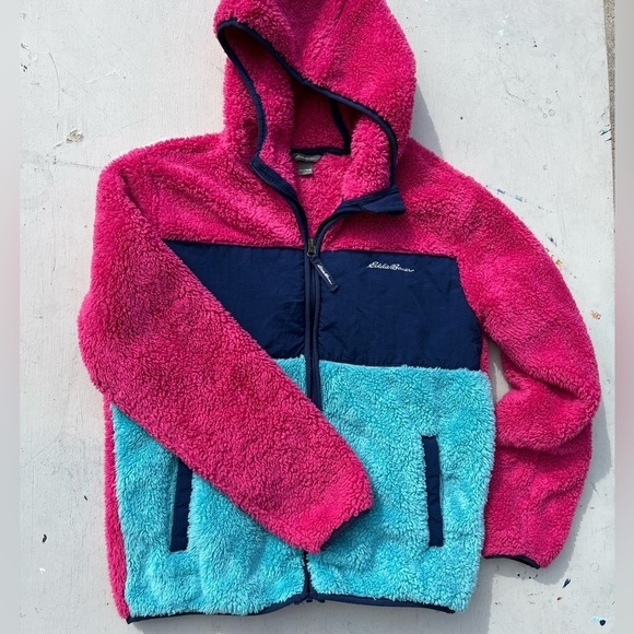 Girl's Eddie Bauer Jacket Multicolor Fleece Full-Zip L Outdoor Colorblock Snow - Picture 6 of 13